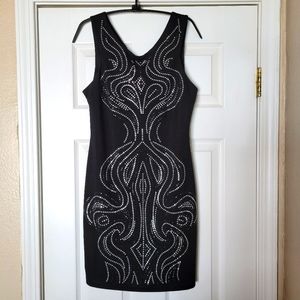 Sequins Front Form-Fitting Classic Black Dress Size M